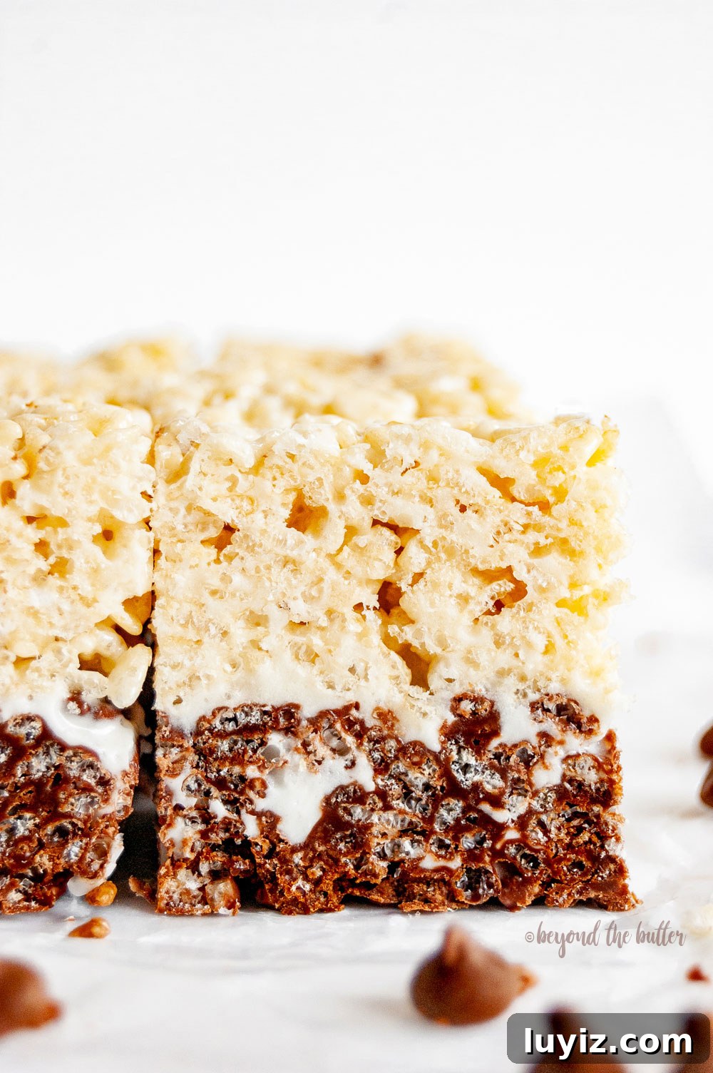 Chocolate and Vanilla Layered Rice Krispie Treats 2 Chocolate-Vanilla Layered Rice Krispie Treats | All Images © Beyond the Butter, LLC
