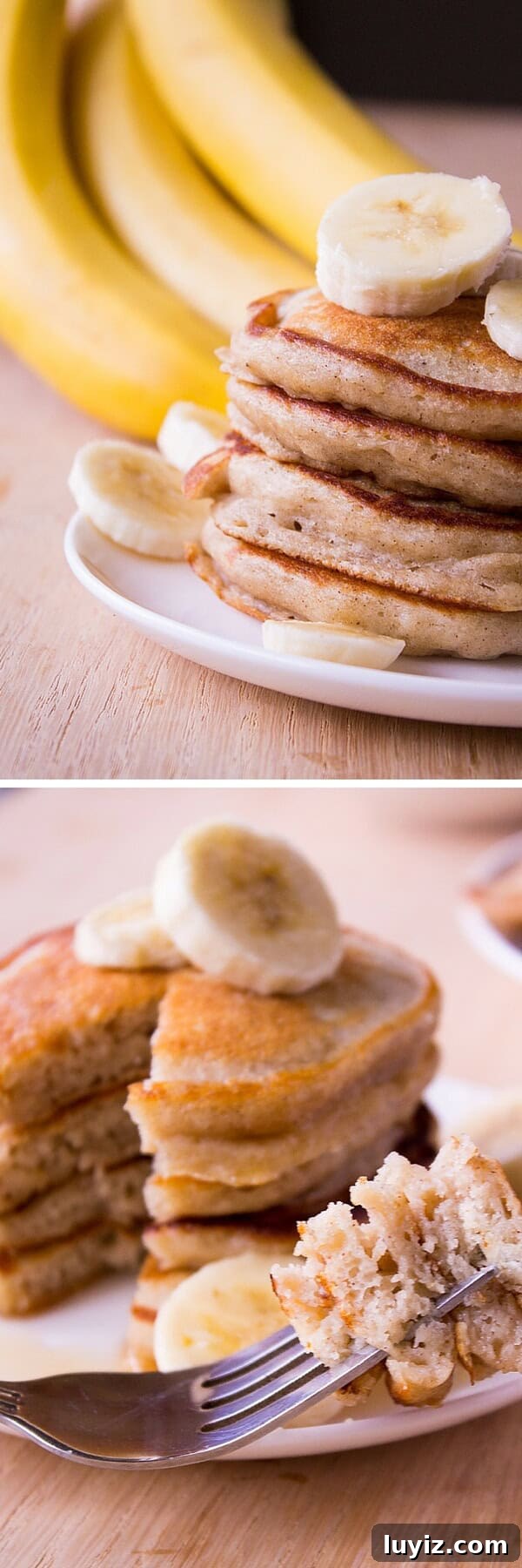 Fluffy Banana Pancakes Recipe for Perfect Breakfast 3 Light & Fluffy Banana Pancakes. These are like banana bread in pancake form. Super moist, filled with vanilla & cinnamon flavor - Start your morning with this easy recipe! www.justsotasty.com