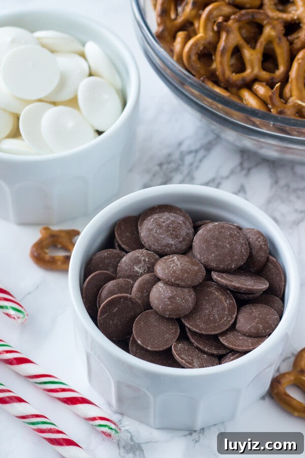 Chocolate Peppermint Pretzels: Festive Candy-Covered Treats 4 Salty & sweet - these Chocolate Peppermint Pretzels are the perfect holiday treat. So easy & only 3 ingredients, they make a great edible gift too!