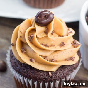 Mocha Cupcakes with Silky Coffee Buttercream Frosting 7 Moist, soft, fudgy chocolate cupcakes infused with coffee and topped with fluffy coffee frosting. These mocha cupcakes are perfect for true coffee lovers!