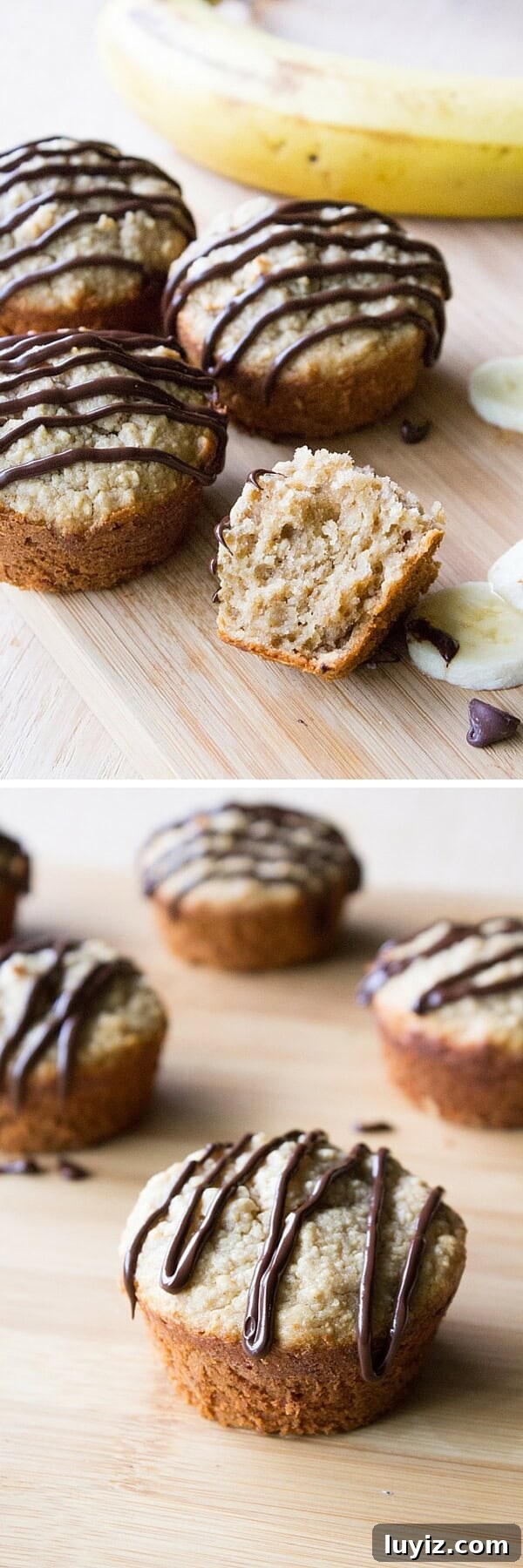 Peanut Butter Muffins with Chocolate Glaze Recipe 4 Peanut Butter Banana Muffins with Chocolate Glaze. Gluten free, sugar free & dairy free - you won't believe how easy and delicious this recipe is! www.justsotasty.com