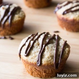 Peanut Butter Muffins with Chocolate Glaze Recipe 5 Peanut Butter Banana Muffins with Chocolate Glaze. Gluten free, sugar free & dairy free - you won't believe how easy and delicious this recipe is! www.justsotasty.com
