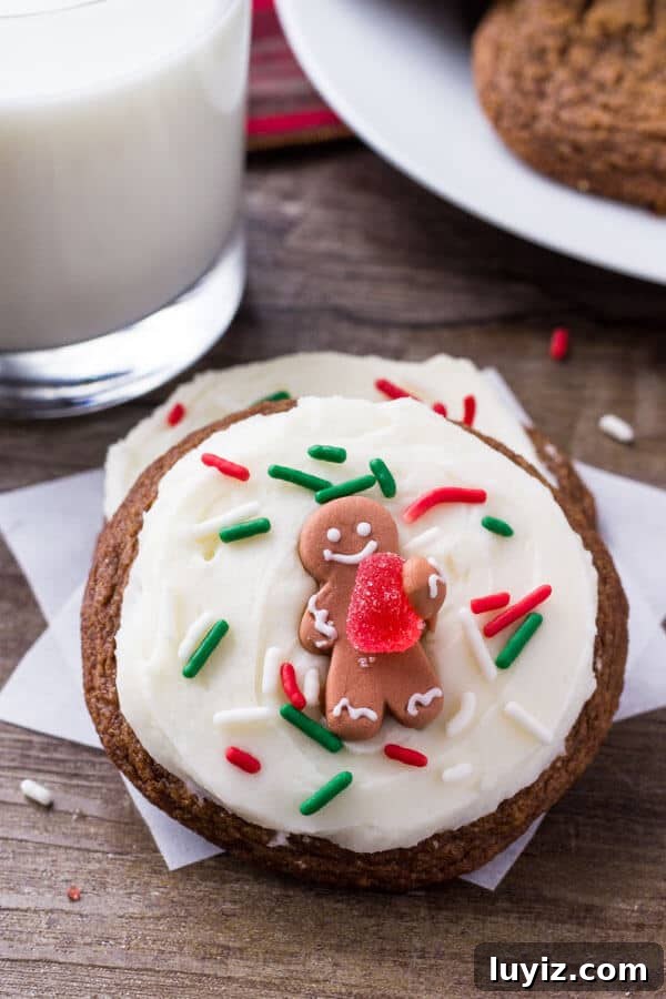 Soft Gingerbread Cookies with Cream Cheese Frosting Recipe 2 Soft, chewy gingerbread cookies topped with cream cheese frosting