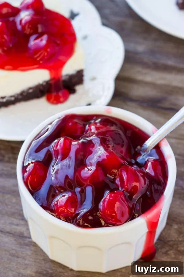 Decadent Brownie Cheesecake Recipe: Fudgy Chocolate Cheesecake 5 Top your cheesecake with cherry pie filling or fresh fruit. It tastes delicious and covers cheesecake cracks.