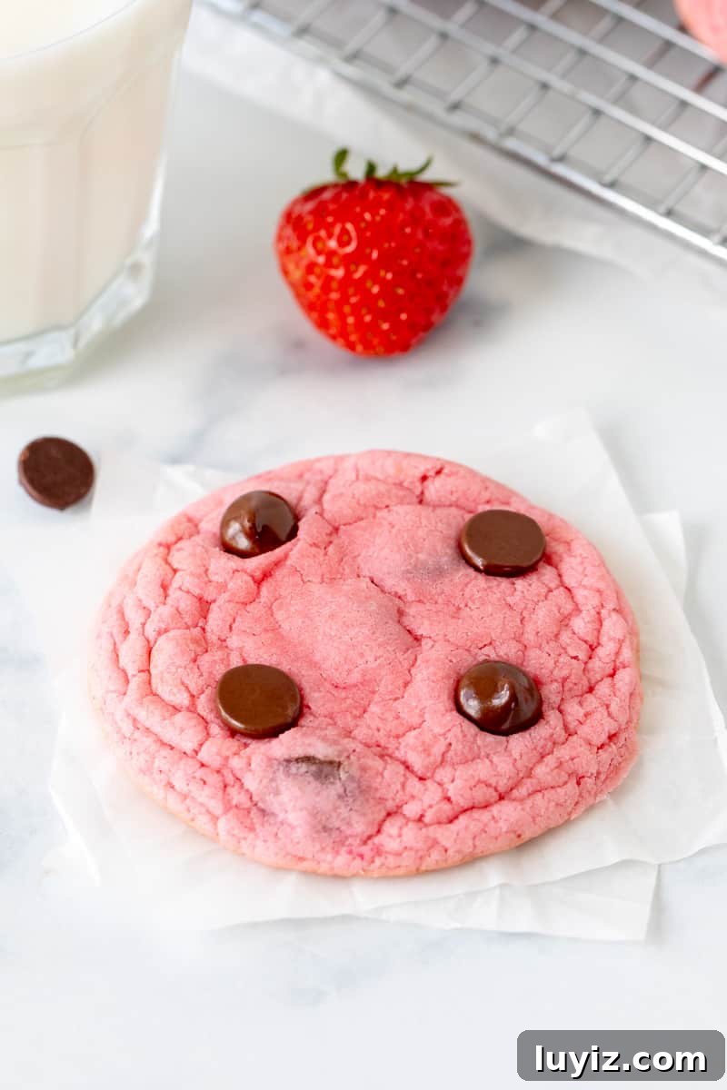 Strawberry Cake Mix Cookie Recipe: Soft, Chewy Treats 2 Strawberry cake mix cookie with glass of milk and strawberry