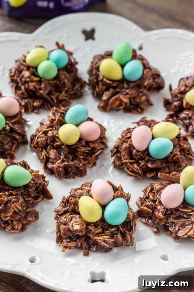Easter Bird's Nest Cookies Recipe for Spring Celebrations 4 Easter Nest Cookies - easy no bake treats made with mini eggs.