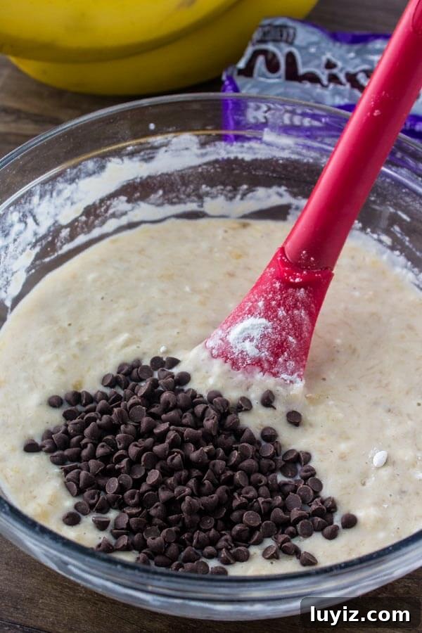 Fluffy Banana Chocolate Chip Pancakes Recipe 4 Banana chocolate chip pancake batter - an easy ,one bowl pancake recipe