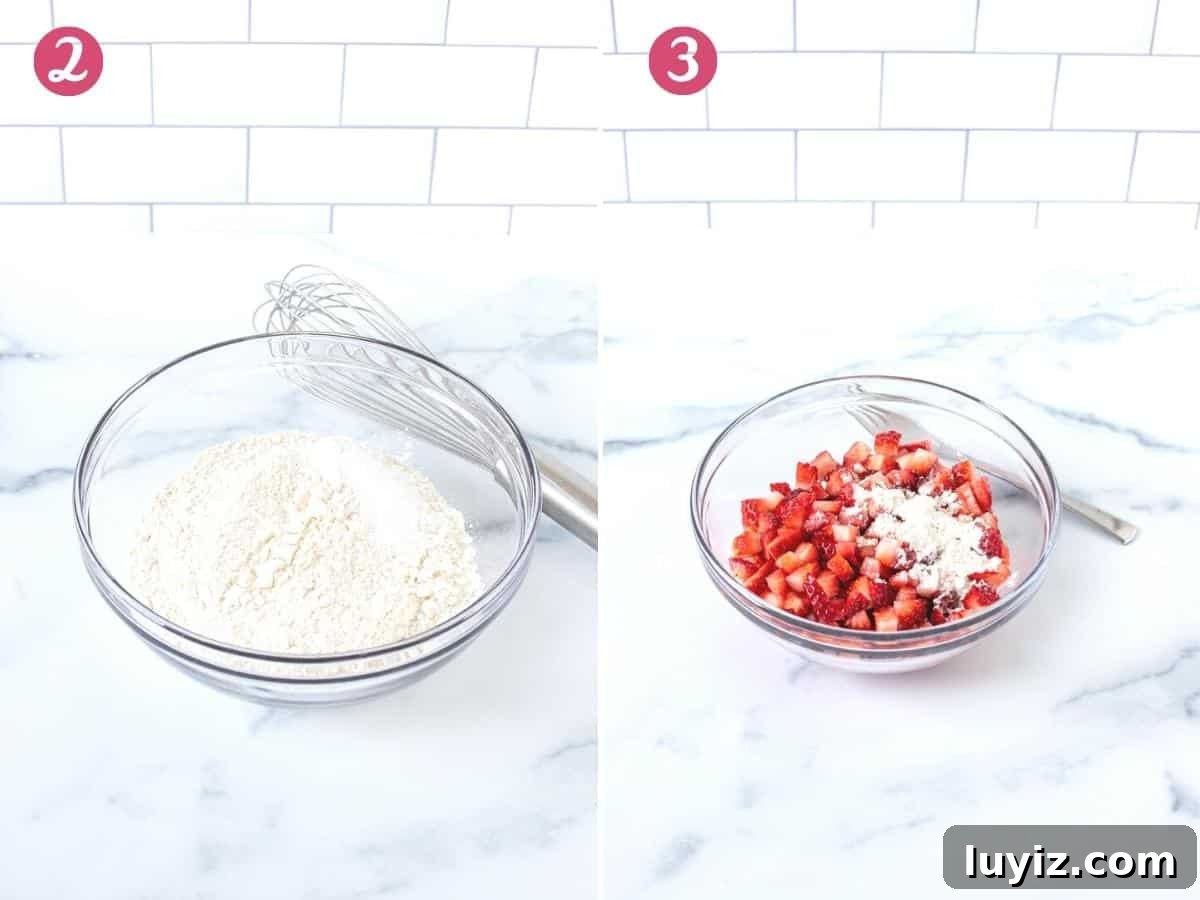 Fluffy Strawberry Muffins with Fresh Berries and Vanilla 3 2 photos of making strawberry muffins