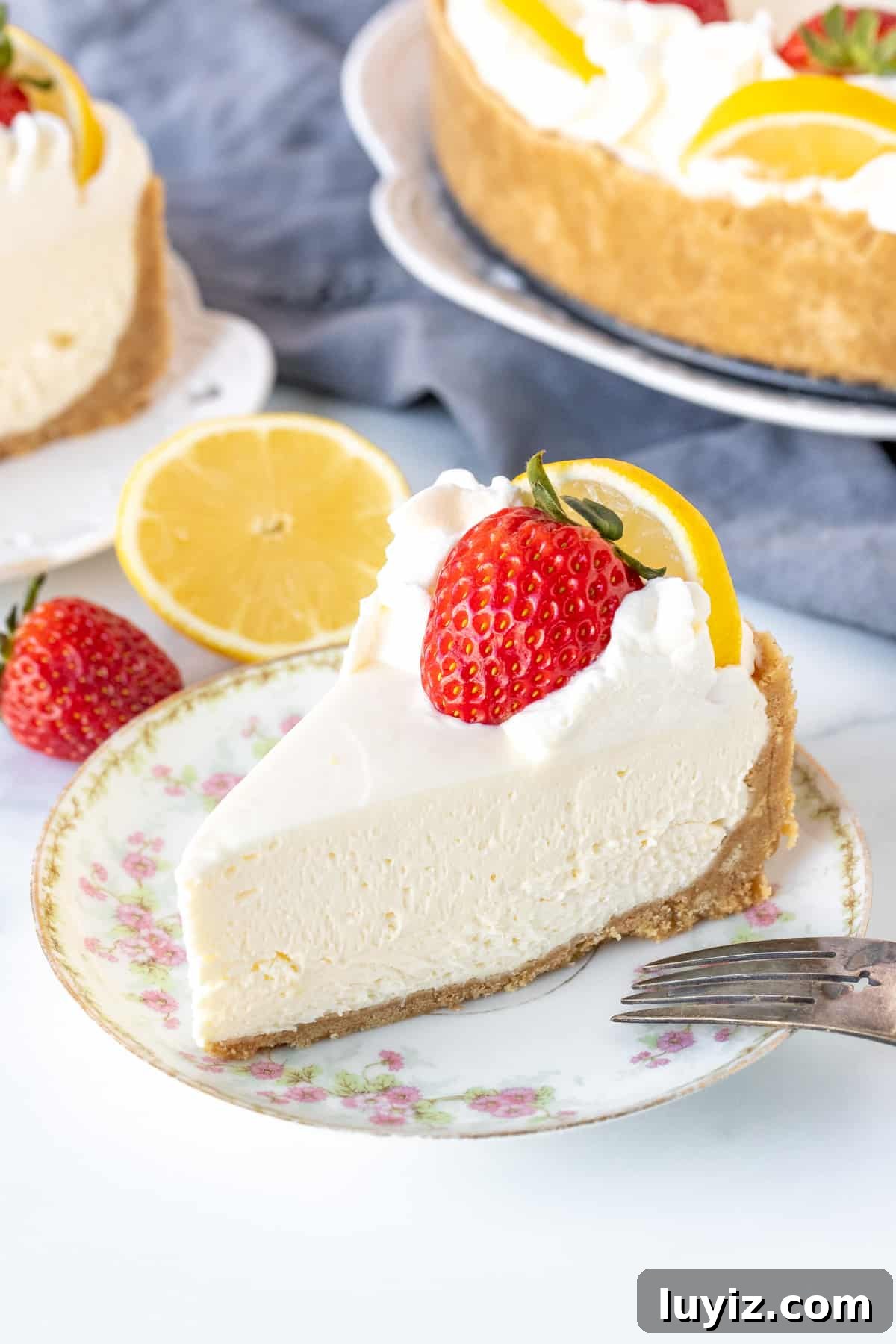 Creamy No-Bake Lemon Cheesecake Recipe: Zesty Dessert Without Baking 2 Slice of no bake lemon cheesecake