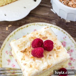 Moist Coconut Layer Cake with Creamy Coconut Frosting 6 Homemade coconut cake is tender and moist with a delicious coconut flavor and fluffy coconut frosting