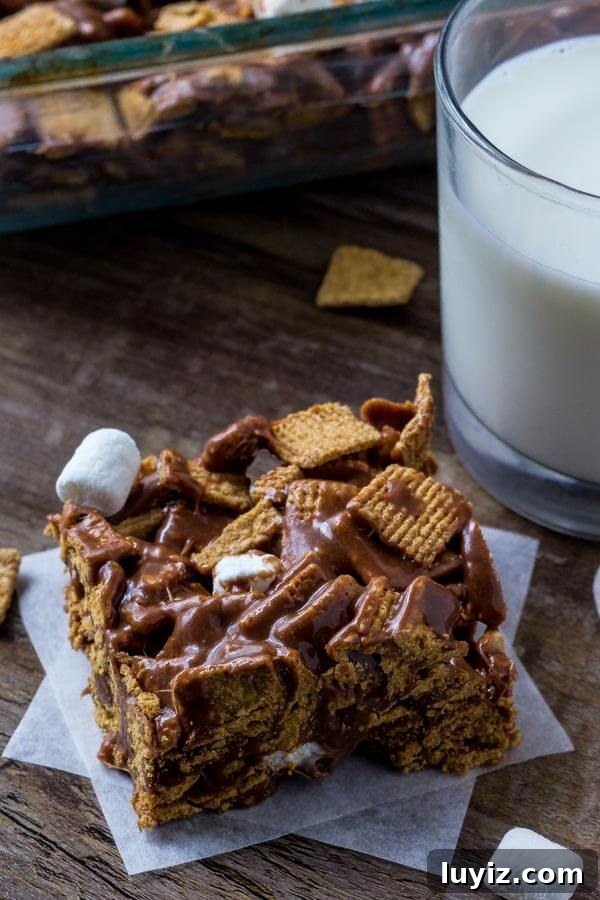 Golden Grahams S'mores Bars Recipe for Gooey Treats 5 These golden grahams s'mores bars will be your new favorite way to enjoy s'mores. Gooey, chewy, crunchy and filled with chocolate