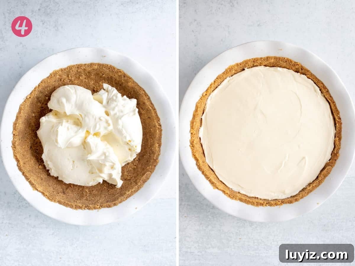 Strawberry Cream Cheese Pie Recipe with Fresh Berry Topping 7 Cream cheese pie filling in crust, and cream cheese pie
