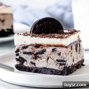 Ultimate Oreo Ice Cream Cake Recipe for Celebrations 6 Slice of Oreo ice cream cake.