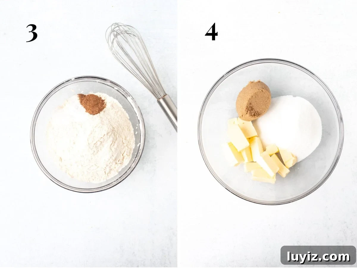 Moist Banana Cake Recipe: Simple Step-by-Step Guide 3 Bowl of dry ingredients and bowl of butter and sugars.