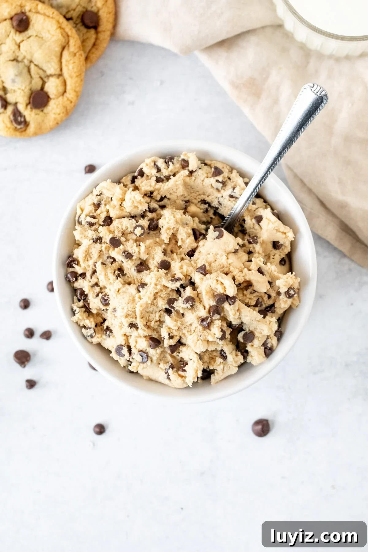 Safe-to-Eat Cookie Dough Recipe: No-Bake Enjoyment 4 Bowl of safe to eat chocolate chip cookie dough