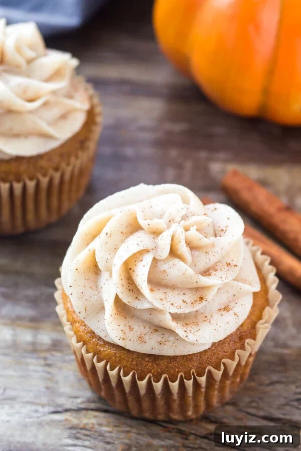 Pumpkin Cupcakes with Cinnamon Cream Cheese Frosting Recipe 6 Pumpkin Cupcake Recipe - these are so moist, rise beautifully, and are filled with pumpkin spice.