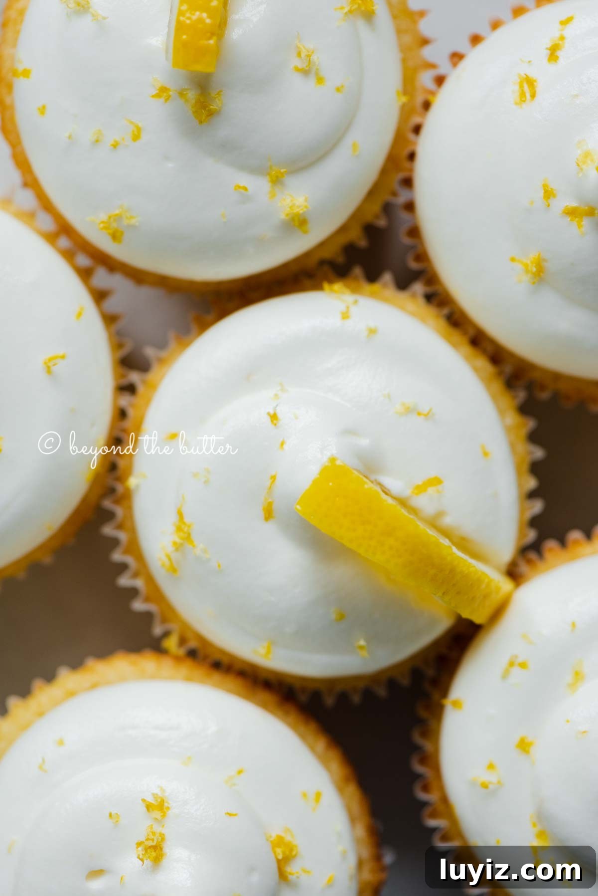 Mini Lemon Cupcakes: Perfect Small-Batch Recipe for 6-8 Servings 6 Close up of decorated small batch lemon cupcakes
