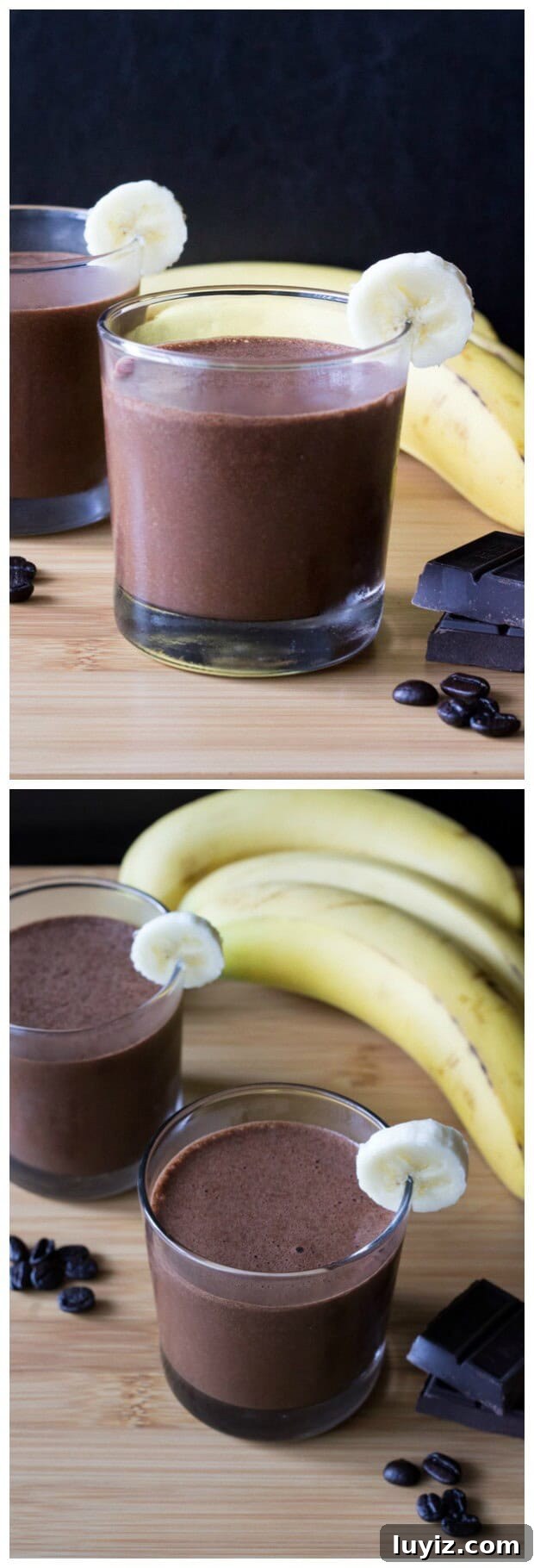 Skinny Mocha Smoothie. Dairy free, vegan & no refined sugars - skip the coffee shop and make this guilt-free, totally delicious mocha instead!