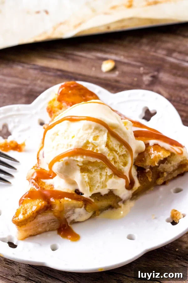 Caramel Apple Galette Recipe: Rustic Seasonal Dessert Guide 6 A slice of caramel apple galette with vanilla ice cream makes for the ultimate apple dessert.
