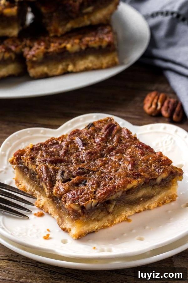 Decadent Pecan Pie Bars Recipe for Parties and Gifting 5 Pecan pie bars are even easier than making classic pecan pie and just as delicious.