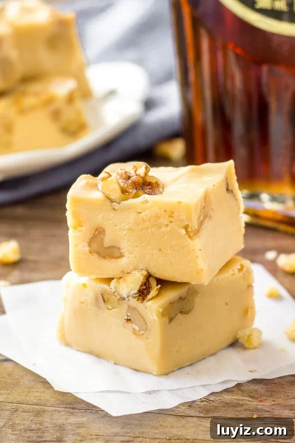 Easy maple walnut fudge is extra creamy and made with only 4 ingredients. 