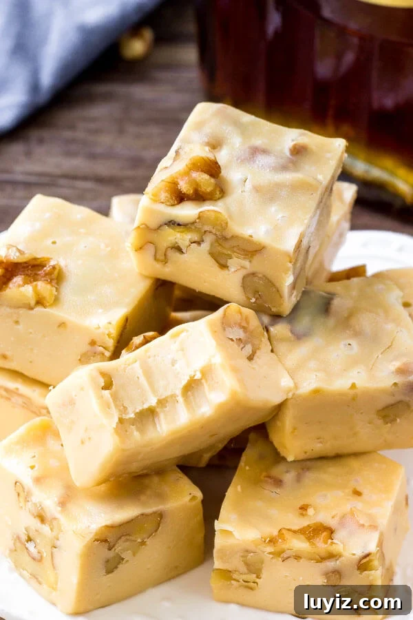 Maple Walnut Fudge Recipe — Decadent Homemade Candy 5 Easy maple fudge recipe - filled with walnuts and perfect for the holidays.