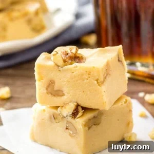 Easy maple walnut fudge is extra creamy and made with only 4 ingredients.