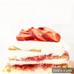 Layered strawberry icebox cake