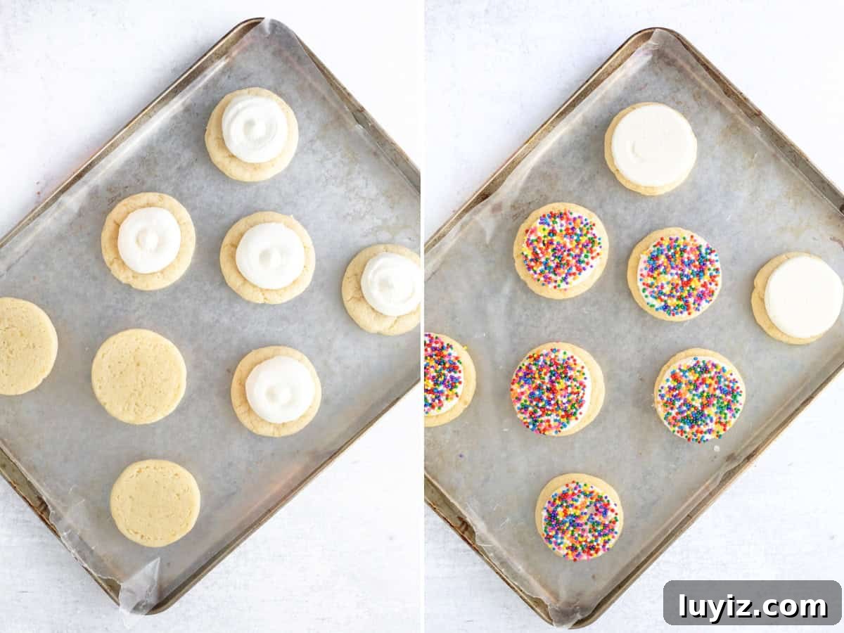 Cookie sheets with dot cake cookies
