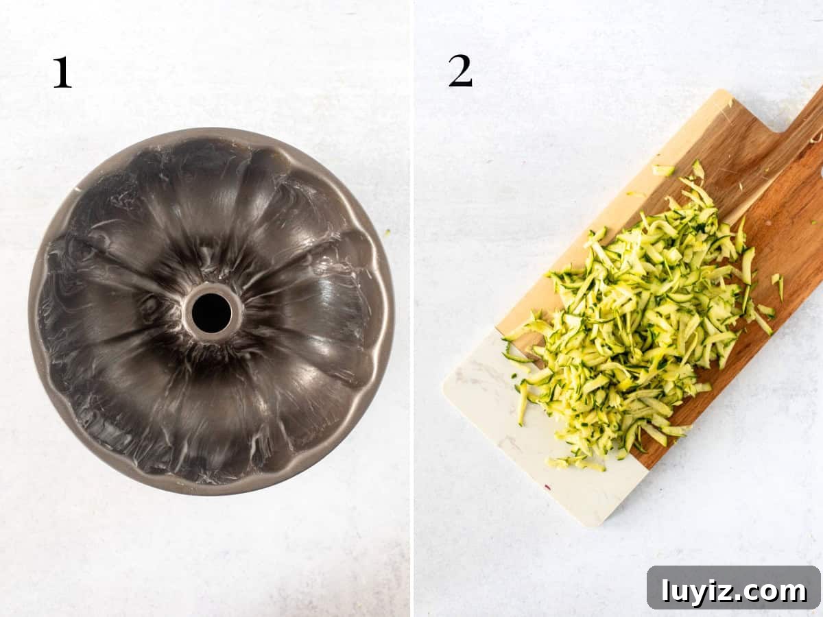 Moist Lemon Zucchini Cake with Lemon Glaze 4 greased bundt pan and board with grated zucchini