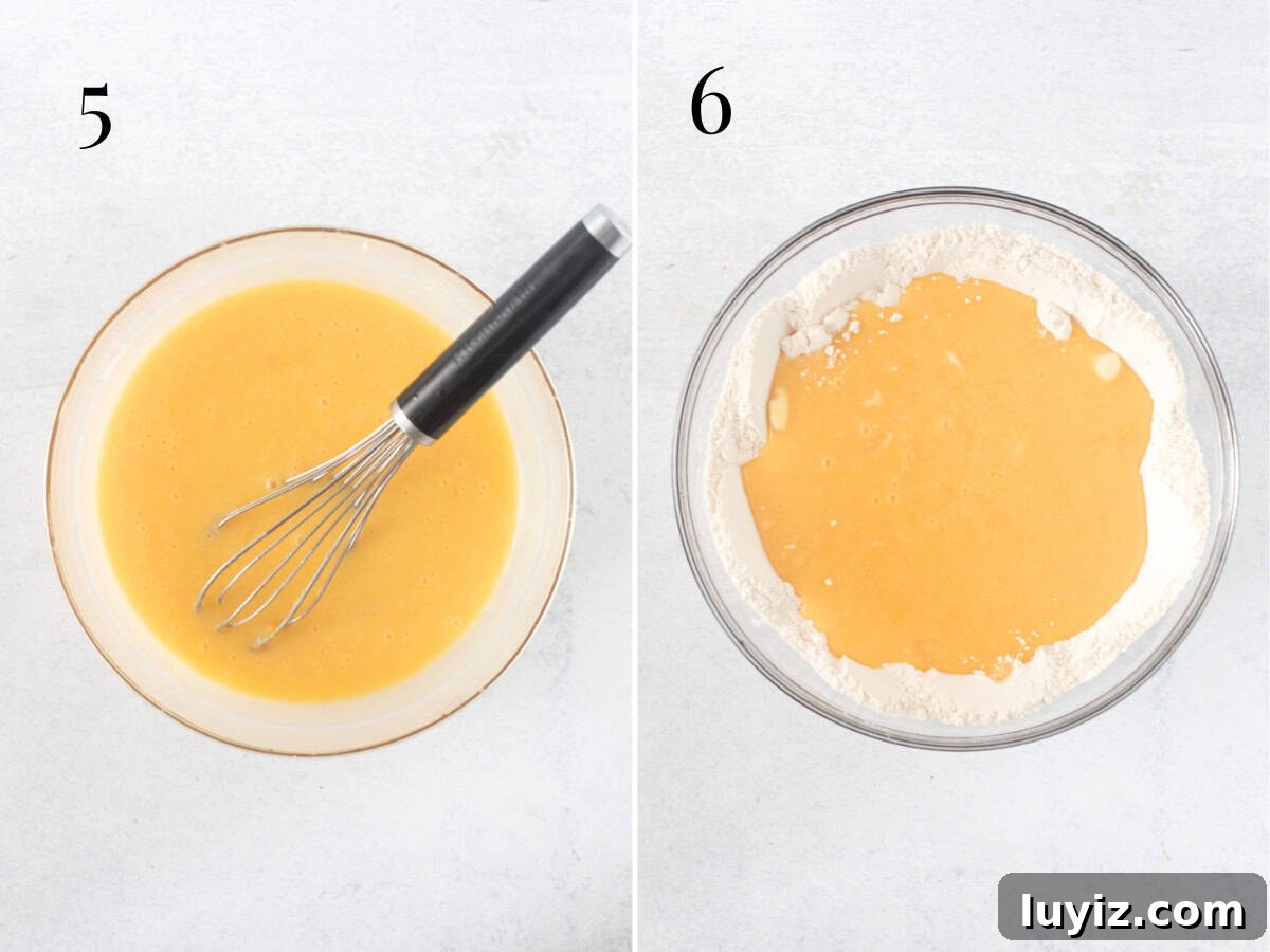 Moist Lemon Zucchini Cake with Lemon Glaze 6 wet and dry ingredients combined
