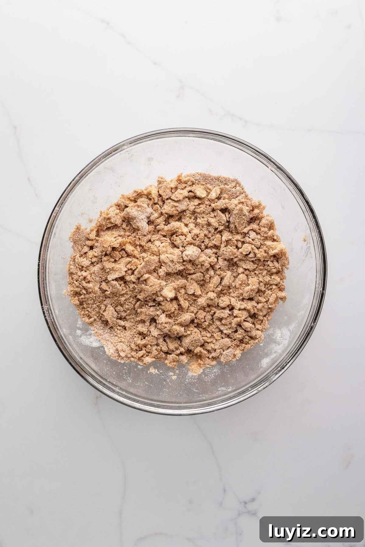Cinnamon streusel topping in a bowl.