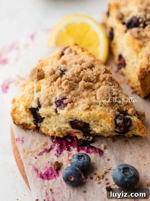 Lemon blueberry scones with streusel.